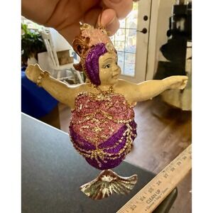Katherine's Collection Retired Mardi Gras Chubby Mermaid Christmas Ornament
